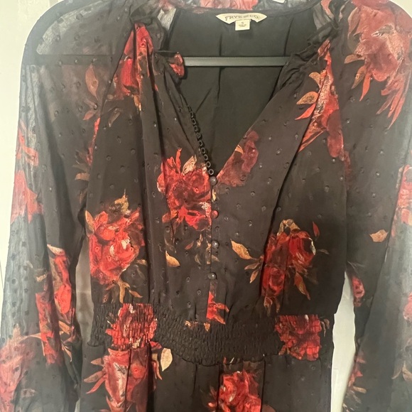 Frye & Co Floral Black and Red Women's Dress - Picture 4 of 8